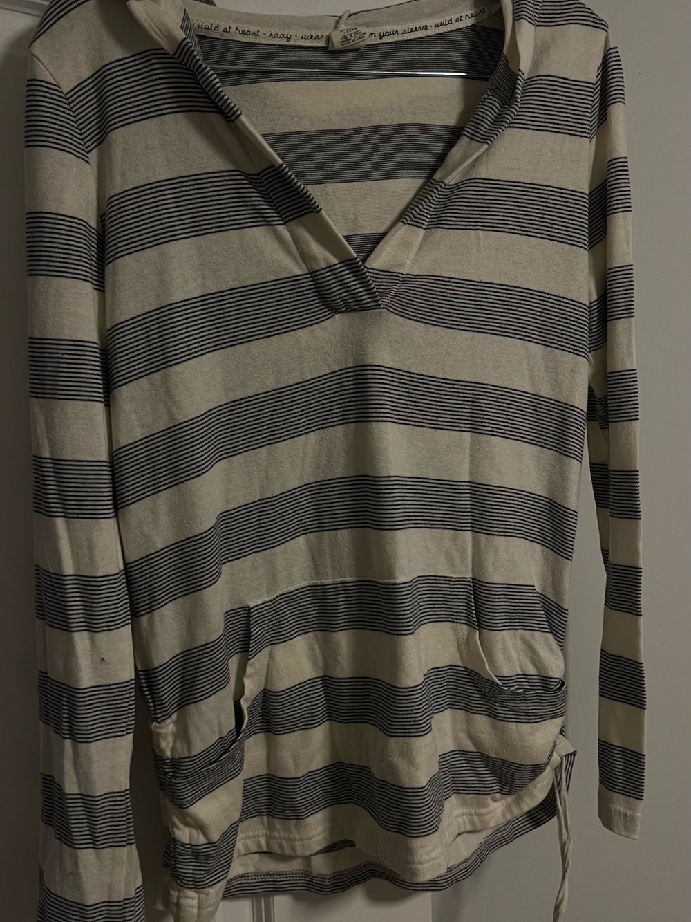 Striped Hooded Long-Sleeve Top - Cream & Navy